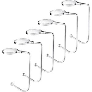 Christmas Stocking Holders for Mantle, Non-Slip Safety Fireplace Mantel Stocking Hooks with Separate Adhesive Strips, Silicone Pad Grip Hanger for Xmas Party Decoration (Silver,6)