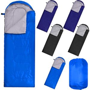Macarrie 6 Pack Bulk Sleeping Bags for Homeless Donation, 0 Degree Waterproof Sleeping Bags with Compression Sack for Adults Winter Cold Weather Care Camping Hiking Emergency (Classic Colors)