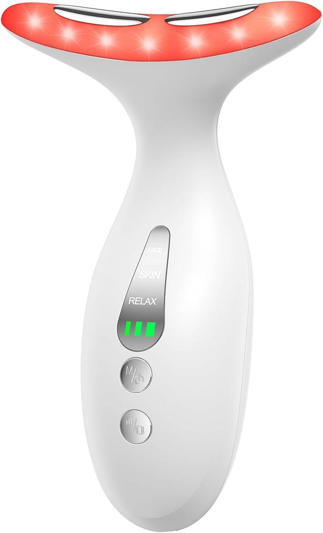 Neck Massager Portable Facial/Neck Massager with Constant Temperature Heat Therapy and Vibration Massage. USB Rechargeable, Three Adjustable speeds. Relieves Fatigue and aids in Skincare Absorption