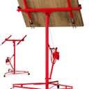 16 Ft Drywall Lift,Drywall Rolling Lifter Panel,150LBS Heavy Duty Sheetrock Lift Drywall Lifter,Drywall Lift Panel Hoist Jack with 360 Adjustable Telescopic Arm & 3 Lockable Wheels (16 ft Red)