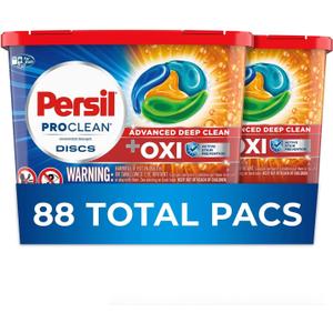 Persil Discs Laundry Detergent Pacs, Oxi, 44 Count, Pack of 2, 88 Total Loads