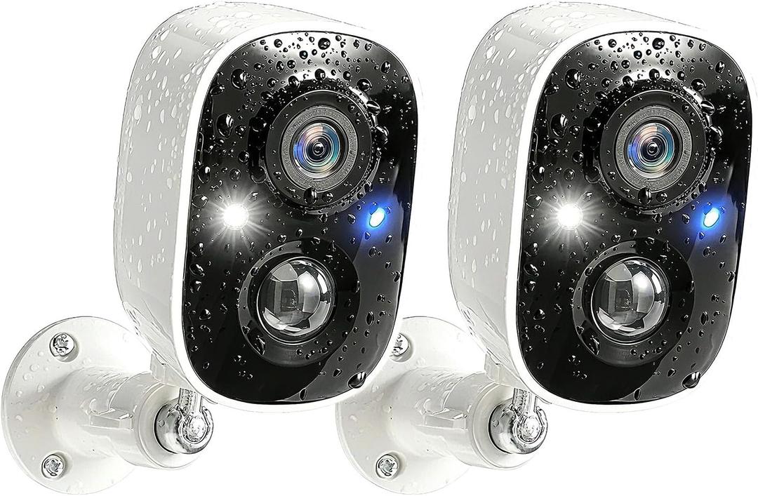 GMK Security Cameras Wireless Outdoor, 2K Battery Powered Cameras for Home Security, Color Night Vision, Motion Detection, 2-Way Talk, IP65 Waterproof, Remote Access, Cloud/SD Storage 2-Pack