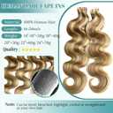 Body Wave Tape in Extensions Human Hair Seamless Hair Extensions Tape in Dark Ash Blonde Highlighted with Light Blonde 14 Inch 20pcs 30g Body Wave Seamless Skin Weft Tape ins (#16P22 BW)