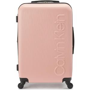 Calvin Klein Women's Hard Side Upright Luggage Spinner Light Weight Suitcase, Mellow Rose, Medium