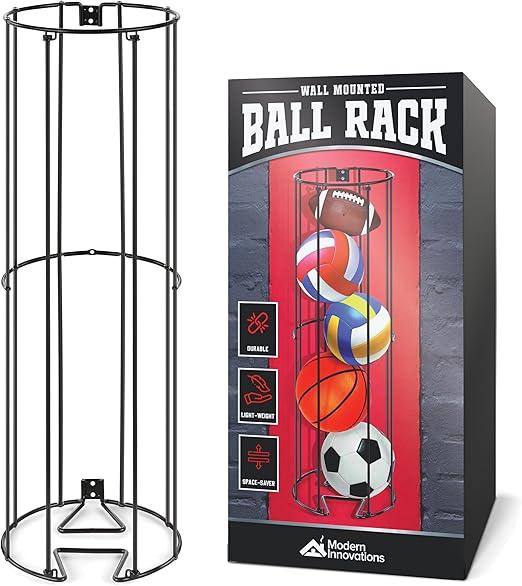 WallMounted Sports Ball Holder Rack Durable Vertical Organizer for Basketballs, Soccer Balls, Volleyballs HeavyDuty Metal Storage for Garage, Gym, Kids’ Room SpaceSaving | Organizador de Balones