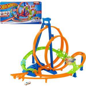 Hot Wheels Action Epic Crash Dash Track Playset & 1:64 Scale Toy Car, Medium