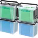 IRIS USA 17L (18 US Qt) File Box File Organizer Plastic File Box w/Winglid for Letter/Legal File, 4 Pack, BPA-Free Plastic Storage Bin Tote Organizer with Handles, Stackable and Nestable, Clear
