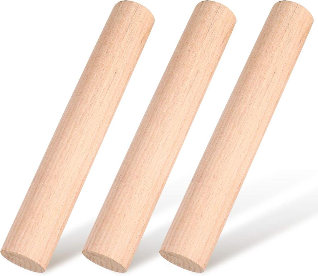 Patelai 3 Pieces Small Wooden Rolling Pin, Dumpling Dough Roller Wooden Mini Rolling Pins Kitchen Utensil Tool for Fondant, Pasta, Bread, Pastry, Cookies, Pizza, Pie, Cylinder Style, 6.3 Inch