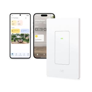 Eve Light Switch (Matter) Smart Wall Switch for Apple Home, Alexa, Google Home, SmartThings; for Single-Pole & 3-Way switches; Thread, Requires Thread Border Router & Neutral Wire; UL-Certified