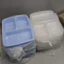 48 Pack Meal Prep Containers Reusable with Lids 3-Compartment, To Go Take Out Plastic Food Storage Containers, Sturdy Leakproof Food Safe, Microwave Freezer Dishwasher Safe