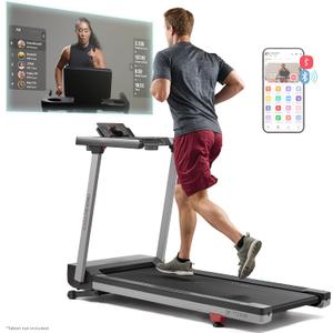 Sunny Health & Fitness Fully Assembled OneClick-Fold 20" Smart Treadmill with Auto Incline & SunnyFit App