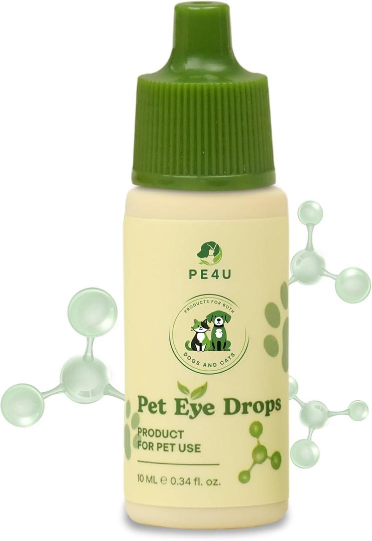 Eye Drops for Dogs & Cats - Veterinary-Recommended Pet Eye Care Solution - Cleanses Dirt, Soothes Redness, Relieves Dryness, Reduces Tear Stains
