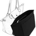 Bag Insert Organizer, purse accessories, Suitable For Longchamp long handle tote organizer (Black, Mlong handle)
