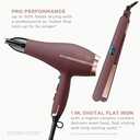 Conair Limited Edition Bundle | INFINITIPRO by CONAIR Hair Dryer with Diffuser - and - Conair Double Ceramic 1-inch Digital Flat Iron | Plum | 