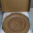 MAONAME Faux Rattan Charger Plates Set of 12, Table Chargers for Dinner Plates, 13" Round Brown Plate Chargers, Plastic Charger for Table Setting, Wedding Decor