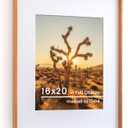 RICHFOCUS 16x20 Picture Frame USA-Sourced Natural Cherry Solid Wood Photo Frame Handcrafted Rounded Corner Wodden Frame with Real Glass Display Photos 11x14 with Mat or 16x20 Without Mat
