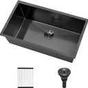 30" Undermount Kitchen Sink, 16 Gauge T304 Stainless Steel Single Bowl, 30x17x9 Inch Deep Under Counter Sink with Roll-up Drying Rack & Grid, Scratch-Resistant Brushed Finish