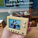Mini Retro TV, Pixel Pocket Tiny TV, 2.4 Inch HD 480p with 8GB Storage, Support USB Upload Video, 180 Minutes of Battery Lifeg 1:12 Scale Classics for Dollhouse Miniature Scenes Gift (Light Yellow)