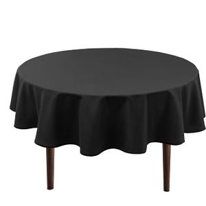 Hiasan Round Tablecloth 30 Inch - Waterproof Stain Resistant Spillproof Polyester Fabric Table Cloth for Dining Room Kitchen Party, Black