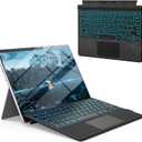 Surface Pro Keyboard for Microsoft Surface Pro 7/6/5/4/3 7 Plus 12.3 inch, 7 Color Backlit Wireless Type Cover, Bluetooth Ultra-Slim Portable Ergonomic Keyboard with Trackpad, Rechargeable Battery (Black)