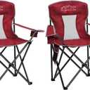 2PCS Mesh Folding Camping Chairs, Oversized Portable Outdoor Chairs, Weight Capacity 325 lbs with Cup Holder, Storage Pocket, Carry Bag Red