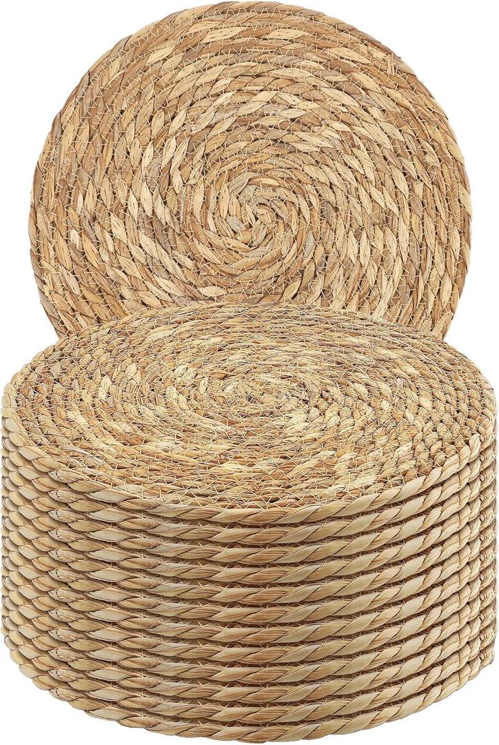 Set of 12 Round Woven Placemats - 13.8 Inches Natural Boho Rattan Wicker Table Mats for Home Dining Table Set of 12 Round Woven Placemats - 13.8 Inches Natural Boho Rattan Wicker Table Mats for Home Dining Table