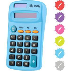 Calculator Blue, Basic Small Solar and Battery Operated, Large Display Four Function, Auto Powered Handheld Calculator School and Kids, 1 PK by Enday