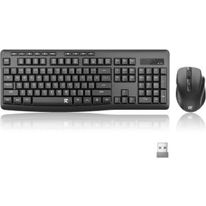 Redragon Wireless Keyboard and Mouse Combo, 2.4G Full-Sized Ergonomic Computer Keyboard and 5 Level DPI Adjustable Wireless Mouse for Windows, Mac OS Desktop/Laptop/PC, BS-7367-B