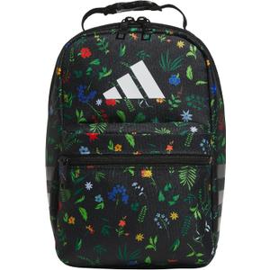adidas Santiago Lunch Bag Cooler for Women and Men, Insulated Food Container Box with Mesh Pocket, Meadow Floral Black/Black/White/3.0, One Size