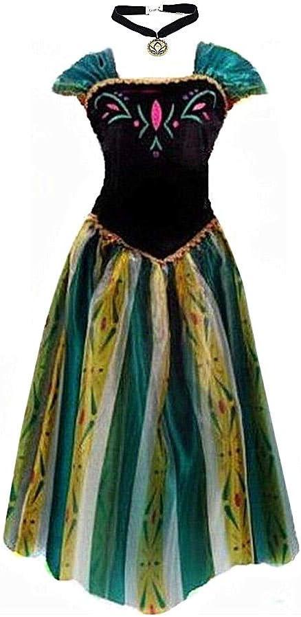 Princess Adult Women Coronation Dress Costume Cosplay (Green, M)