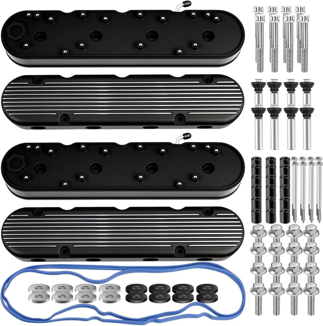 For LS Cast Aluminum Tall Valve Covers & OverCover for LS1 LS2 LS3 LS6 LS7-1Pair Black