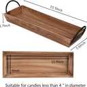 Rectangle Wood Candle Tray with Black Metal Handles, Rustic Wood Candle Holder for Displaying Candles,Centerpieces for Dining Table, Mantel, Coffee TableFarmhouse