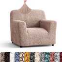 PAULATO BY GA.I.CO. Chair Cover - Armchair Cover - Armchair Slipcover - Soft Polyester Fabric Slipcover - 1-Piece Form Fit Stretch Furniture Protector - Microfibra Collection - Blush Taupe (Chair)