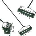 21" Rolling Lawn Aerator, Heavy-Duty Manual Aerator Tool with 2.2" Pre-Welded Penetrator Spikes and 50" Handle for Lawn Care, Grass Aeration for Patio, Garden, Yard, Cropland to Loose Soil