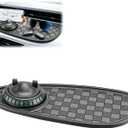 Multifunctional Car Anti-Slip Mat, 360 Rotatable Car Anti Slip Mat Phone Holder, Universal Dashboard Pad with Temporary Parking Number, Dashboard Accessories for Sunglass Chapstick (Black Gray)
