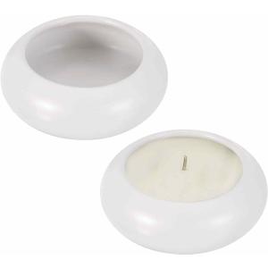 MECCANIXITY Pebble Tealight Candle Holders, 2 Pack Handcrafted Ceramic Tea Light Holder for Home Decor, Garden, Table Centerpiece, Wedding, Desk Shelf Decor, White