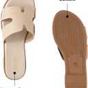 Yozuru Womens Flat Sandals Open Toe Dressy Summer Sandals Comfortable Casual Slip on Leather Slides Sandals for women