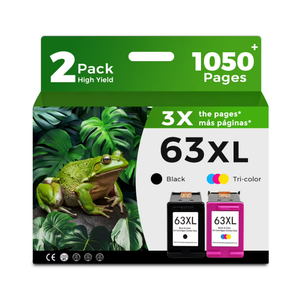 63XL Ink Cartridges Black and Color Combo Pack Replacement for 63 XL Fit for HP63 3830 4650 4652 4655 5200 5252 5255 5258 4520 4512 1112 2132 3630 3632 3631 2130 4510 4654 Printers BK and Tricolor