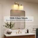 Mecgirn Milk Glass Vanity Lights for Bathroom, 2 Light Antique Matte Brass Bathroom Vanity Light Fixtures Over Mirror, Ceramic E26 Sockets Wall Mounted