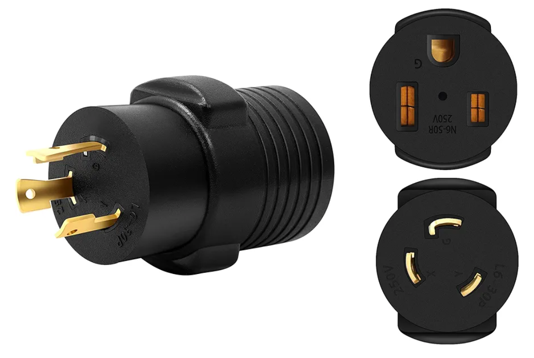 ONETAK NEMA L6-30P to 6-50R Compact 240V 30 Amp Twist Lock 3 Prong Male Plug to 50 Amp 3 Prong Female Receptacle Generator RV Power Cord Adapter Connector