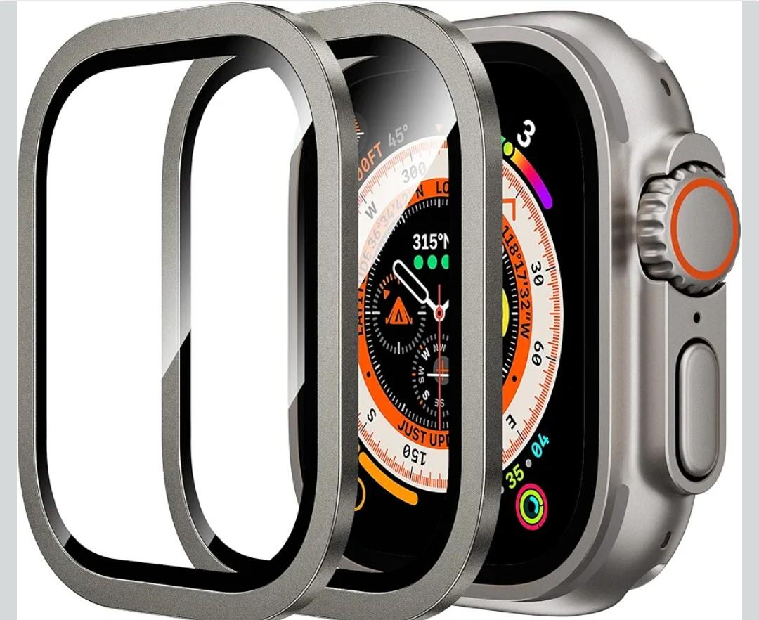 WSKEN for Apple Watch Ultra 3/Ultra 2/Ultra Screen Protector 49mm,9H Tempered Glass + Titanium Alloy Frame, [Keep Original] [Touch Sensitive] Lightweight Protective Glass Film for iwatch Ultra 3/2/1
