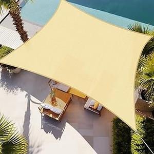 Shade&Beyond Rectangle Sun Shade Sail 10'X13'Beige Permeable Canopy Sand for Patio Garden Yard Deck Pergola 