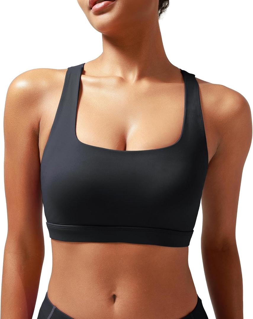 RUNNING GIRL Sports Bras for Women, Molded Cup High Impact Sports Bra Workout Bras for Women High Support Racerback (Black, M)