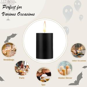 Lounsweer 4 Pcs Pillar Candles Bulk for Wedding Unscented Pillar Candles 3 Set 2 x 3/6/8 Inch Multi Size for Weddings Engagement Spa Home Party Events Ceremony(Black)
