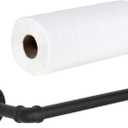 MyGift Paper Towel Holder Metal Under Cabinet Paper Towel Holder, Industrial Pipe Matte Black Wall Mounted Kitchen Towel Rack