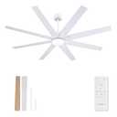 Newday 62 inch Large Ceiling Fans with Lights and Remote, Indoor/Outdoor White Ceiling Fan for Living Room Patio, 6 Speeds Slient Reversible DC Motor, 3CCT, Timer, 2 Downrods, 8 Blades - Amazon.com