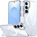 EMMTIPU Galaxy S25+ Plus Case with Stand, Compatible with MagSafe Wireless Charging, [Military Drop Protection] Non-Slip Shockproof Magnetic Phone Case Cover for Samsung Galaxy S25 Plus (Clear)