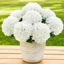 Auihiay 6 Bundles White Hydrangea Artificial Flowers for Outdoor and Indoor