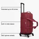 JenniBag Convertible Travel Bag for Women, 60L Weekender Garment Duffel Carry-On with Shoe Compartment, Trolley Sleeve, Durable Water-Resistant Overnight Bag (Roller Edition, Maroon), 21x12x9 inches