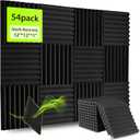 54 Pack Sound Proof Foam Panels for Walls 12x12x1 Inches, Wedges Acoustic Panels Sound Absorbing, Acoustic Foam Panels for Recording Studio, Home, Office, Easy Install, No Adhesive Included